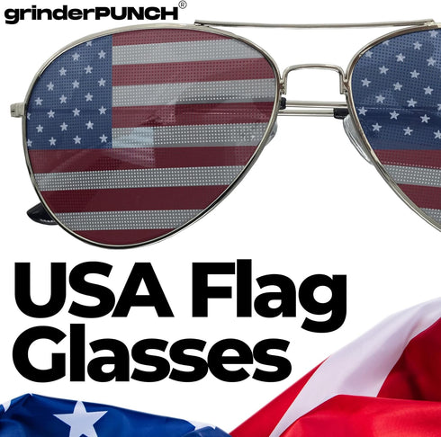 grinderPUNCH 2 Pair Combo Patriotic American US Flag Sunglasses Bulk USA...