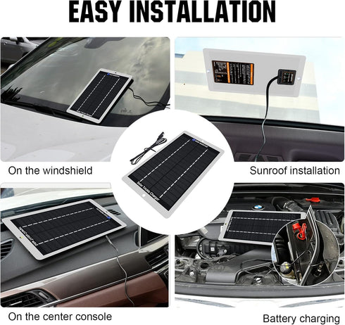 ECO-WORTHY Solar Battery Charger 12 Volt Waterproof Portable Power Solar Panel Solar Trickle Car Battery Charger Maintainer for Car Truck Boat RV ...