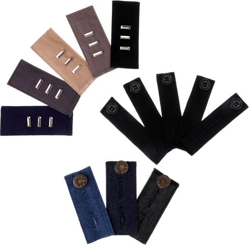 13 Pcs Waist Extenders Set Elastic Waist Extenders Adjustable Button Expanders for Women Men Pregnancy Jeans Skirt Trousers Collar Dress, 3 Types...