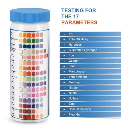 Complete Water Testing Kits for Drinking Water 100 Strips + 2 Bacteria Tester Kits 17 in 1 Well, Tap, Drinkling Water, City Water Testing Strips (...