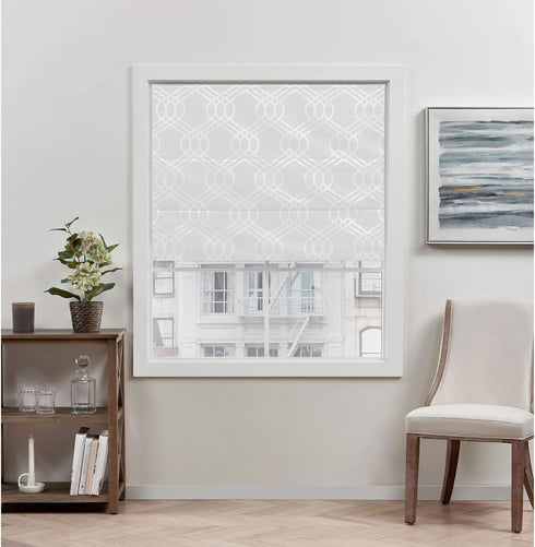 Exclusive Home Prague Trellis 100% Blackout Polyester Roman Shade, 31"x64", White...