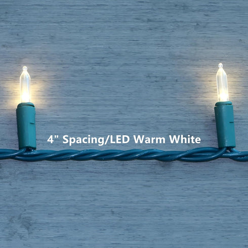 100 LED Warm White Green Wire String Lights, UL Certified and Commercial Decorative Lights String, for Indoor Outdoor Christmas trees, Patio, Tree...