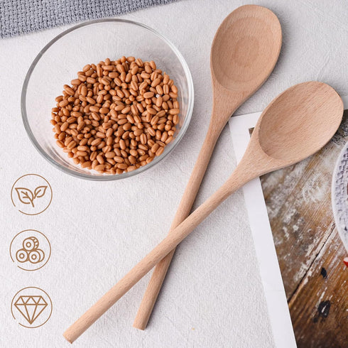 HANSGO 6PCS Long Handle Wooden Cooking Spoons, 14 Inch Long Wooden Spoons Wooden Tasting Spoons Large Cooking Spoons...