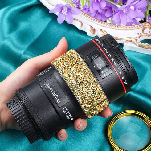 3 Yards Self Rhinestone Ribbon Crystal Rhinestones Stickers Bling Tape Wedding Ribbon Rhinestones for Crafts Car Wrap Phone Mirror Decor (Gold)...