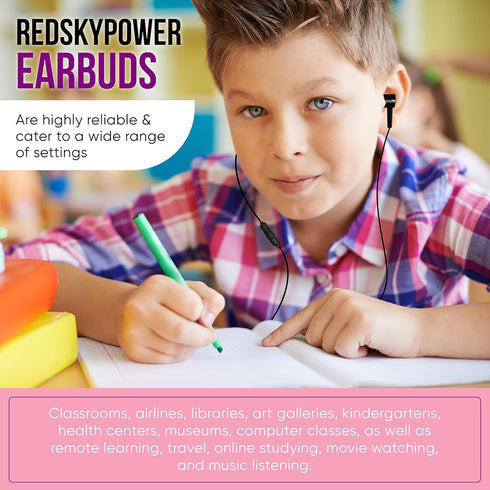 10 Pack Multi Color Kid's Wired Microphone Earbud Headphones, Individually Bagged, Disposable Earbuds with Mic Ideal for Students in Classroom Lib...