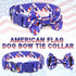 BiPawTi American Flag Dog Collar with Bowtie, 4th of July Dog Collar Holiday Pet Gift, Blue Pride Patriotic Dog Collar, USA Dog Collar for Indepen...