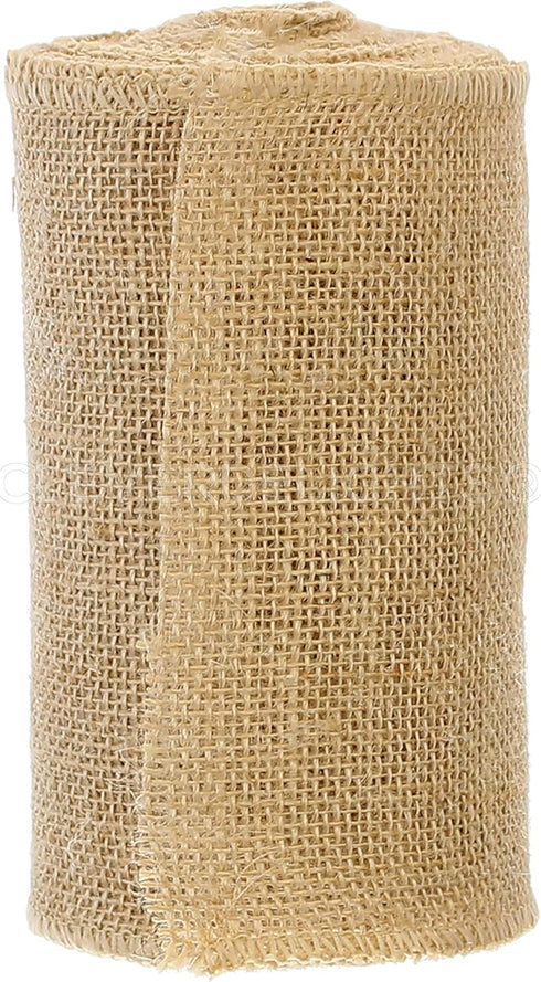CleverDelights 6" Natural Burlap Ribbon - Wired Edges - 10 Yards - Jute Burlap Fabric...