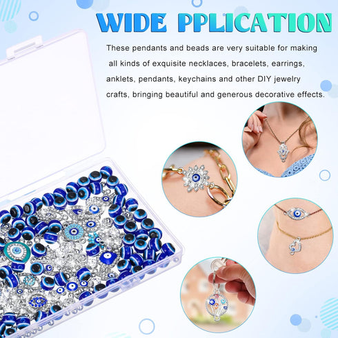 235 Pcs Evil Eye Charms Kits Includes 80 Evil Eye Beads 25 Alloy Eye Charms 80 Jewelry Making Beads 50 Crystal Spacer Bead Charms for Jewelry Maki...