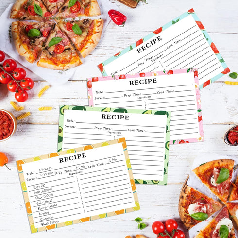 72 Count Recipe Cards, Recipe Cards 4x6 Double Sided, Blank Recipe Cards for Bridal Shower and Wedding, 4x6 Recipe Cards(4 Fruit Design)...