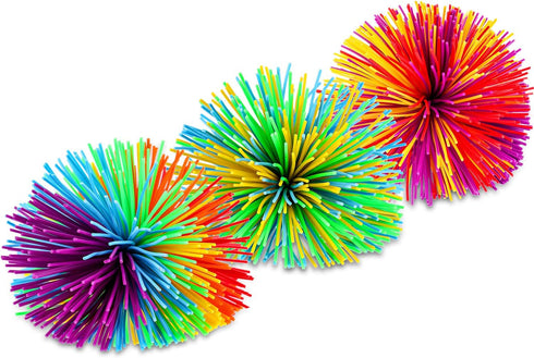 5 Pieces Monkey Stringy Balls Sensory Fidget Stringy Balls Soft Rainbow Pom Bouncy Stress Balls with Storage Bag, Multicolor (2.75 Inch 5 Pieces)...