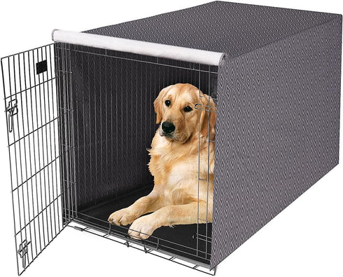 PetPrime Dog Crate Cover Indoor Durable Windproof Pet Kennel Cover Fit for 24 30 36 42 49 Inches Wire Dog Crate for Small Medium and Large Dog-Cov...