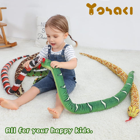 Snake Plush Toy, 59'' Large Washable, Huge Realistic Plush Cuddle Toy, Soft and Cute Children's Gift, Birthday Party Favor, Prank Prop (Green Pyth...
