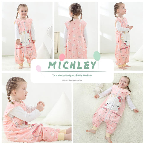 MICHLEY Unisex Baby Wearable Blanket Autumn Winter Toddler Sleeveless Sleeping Bag with Feet,Cat,3-5T...