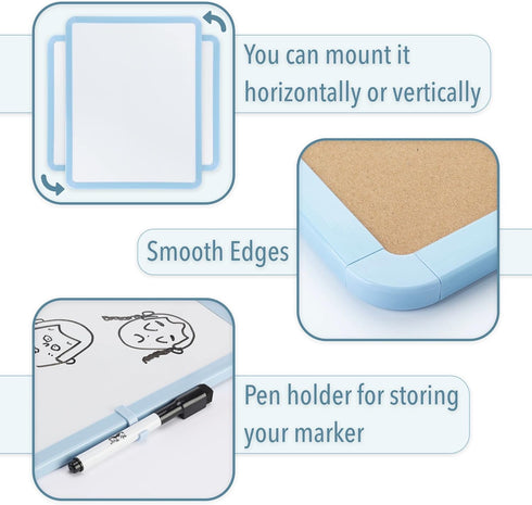 Mr. Pen- Dry Erase Board, 14” x 11” with a Black Dry Erase Marker, Blue Frame, Small White Board for Kids, Students, Small Dry Erase Board, Mini W...