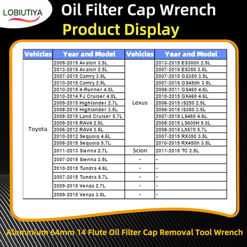 64mm Oil Filter Cap Wrench For Toyota Lexus oil filter wrench (14 flutes), 2010-2015 Toyota 4runner Oil Filter Wrench Toyota Camry Oil Filter Wren...