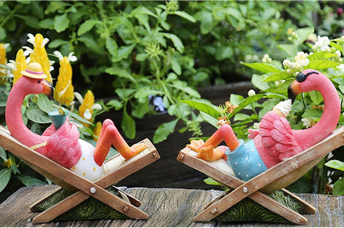 Pink Flamingo Garden Statues Flamingo Ornaments Small Flamingo Statue Summer Tropical Coastal Desk Decor Yard Art Ornament Housewarming Gifts Outd...