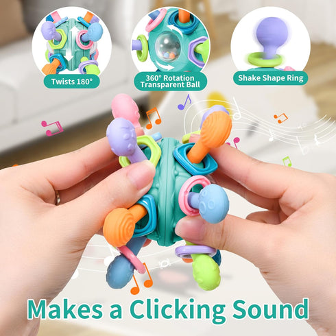 Baby Montessori Teething Toys for 0-6 6-12 Months BPA Free Sensory Toys for Babies 0 3 6 9 12 18 Months Newborn Infant Learning Developmental Chew...