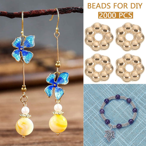 2000Pcs Flower Shape Septal Bead 6mm Tibetan Style Daisy Spacer Beads Loose Beads for DIY Bracelet Necklace Jewelry Making Supplies Golden...