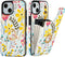 HAOPINSH for iPhone 13/ iPhone 14 Wallet Case with Card Holder, 360°Rotation Ring Kickstand, Floral Flower Pattern, RFID Blocking Leather for Girl...