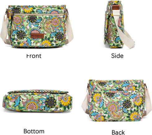 Malirona Women 's Durable Floral Crossbody Bag Canvas Messenger Handbag Multi Pocket Travel Satchel Purse...