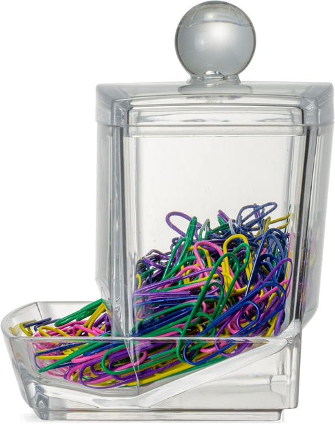 Officemate Self-Dispensing Paper Clip Holder w/250 Assorted Color Paper Clips, Clear (93697)...
