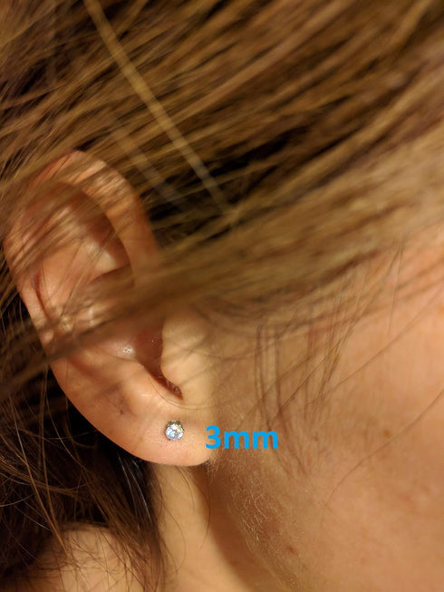 5 Pairs of Surgical Stainless Steel Aurora Borealis Crystal CZ Stud Earrings 3,4,5,6, & 7mm...