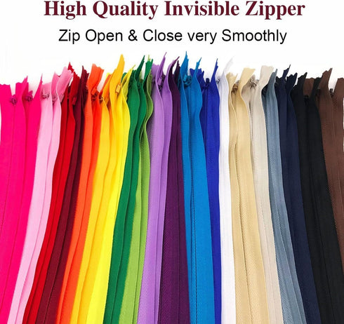 40PCS Nylon Invisible Zipper,Sewing for Handmade Garment/Bags/Home Textile,Tailor Sewer Crafter's Special(22 inch,Mix Color)...