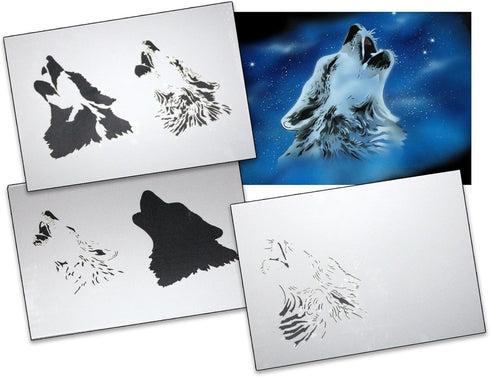 UMR-Design AS-001 Wolfshead Airbrush Stencil Template Step by Step Size M...