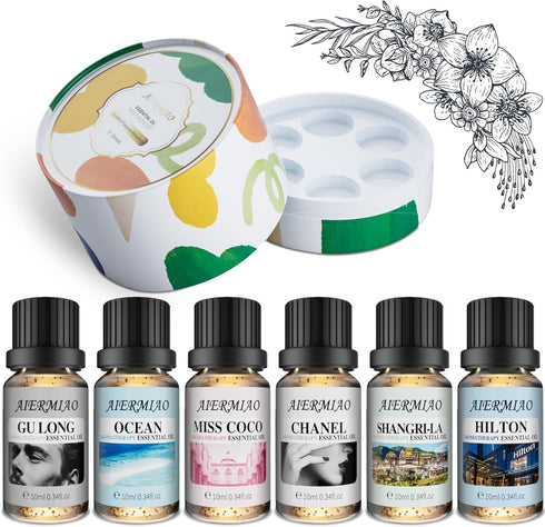 Essential Oils Set - 6 x 10ML Conceptual Scent Aromatherapy Essential Oils Gift Set for Bedroom, Office, Car and Cabinet...