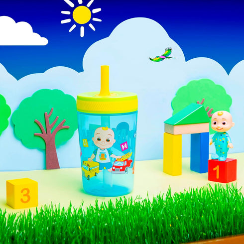 Zak Designs 15oz Cocomelon Kelso Tumbler Set, Leak-Proof Screw-On Lid with Straw Made of Durable Plastic and Silicone, Perfect Bundle for Kids, 1 ...