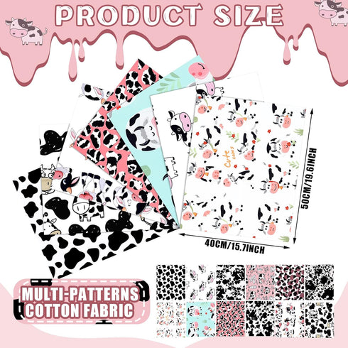 12 Pieces Cow Pattern Fabric Black and White Cow Pure Cotton Fabric Quilting Kid Patchwork Handmade Sewing Crafting Cow Spot Pattern Fabrics for S...