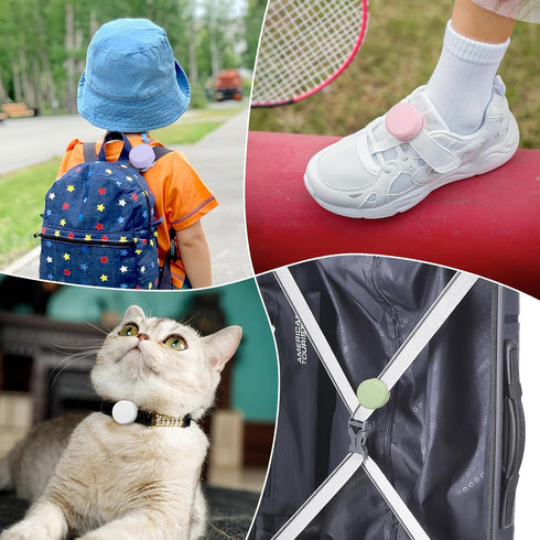 2 Pack Apple AirTag Holder for Kids, Soft Silicone Waterproof Air Tag Case Holder for Children Shoes Shoestring, Pet Collar, Backpack (Black+Navy ...