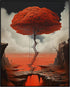 Posterizer 1 pcs-Ladder Growing a Surreal Red Tree-Abstract & Modern Art-Fantasy & Fiction Art-Gift for Art Lovers-Decor for Home & Office- UNFRAM...