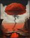 Posterizer 1 pcs-Ladder Growing a Surreal Red Tree-Abstract & Modern Art-Fantasy & Fiction Art-Gift for Art Lovers-Decor for Home & Office- UNFRAM...