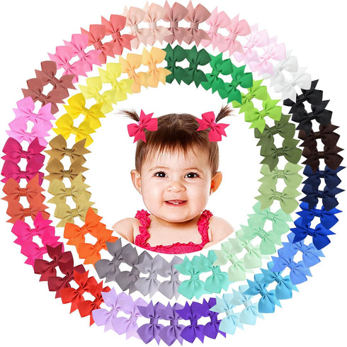 Hair Clips for Girls - 80PCS Fully Lined Tiny Alligator Bows in Pairs for Infants and Toddlers...