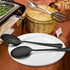 Homikit Stainless Steel 2 Black Serving Spoons, 2 Black Slotted Serving Spoons, 2 Black Serving Forks, Metal Buffet Party Banquet Restaurant Cater...