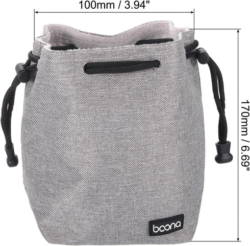 PATIKIL Soft Drawstring Lens Case, Lens Pouch Bag with Cotton Pad 3.94" x 3.94" Thick Fleece Cloth Camera Lens Bag for SLR Lens Water Cups, Grey...