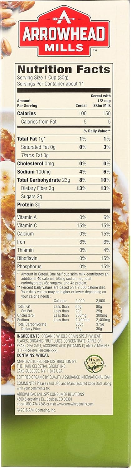 Arrowhead Mills Spelt Flakes Organic Cereal, 12 Ounce Box...