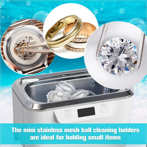 6 Pcs Ultrasonic Watch Parts Cleaner Baskets Stainless Steel Jewelry Steam Cleaner Ultrasonic Parts Cleaner Basket Mesh Ball Cleaning Small Holder...