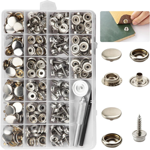 BIOUU Canvas Snap Kit Tool - 363PCS Stainless Steel Snap Fastener Kit for Boat Covers, Carpets and Furniture...