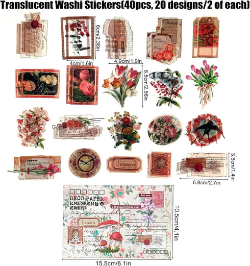 100 PCS Vintage Ephemera Pack Journaling Scrapbooking Supplies Scrapbook Sticker Paper Kit for Bullet Junk Journal Planners Collage Craft Notebook...