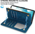 ZZXX for Samsung Galaxy S22 Case Wallet with Card Slot Premium Soft PU Leather Zipper Flip Folio with Wrist Strap Kickstand Protective Case (Blue-...
