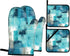 Turquoise Grey Oven Mitts and Pot Holders Sets of 4 Modern Teal Abstract Art Oven Gloves for Kitchen Baking Cooking Grilling (Turquoise)...