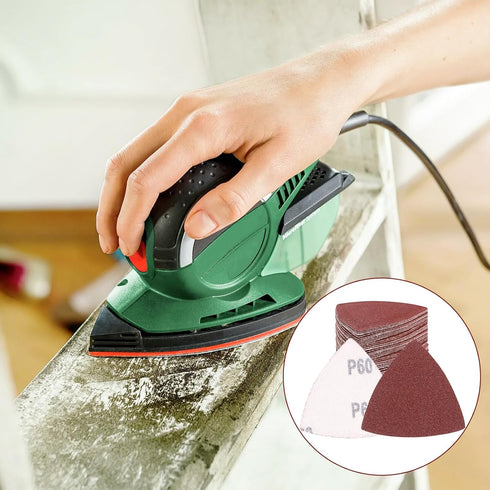 55Pcs Oscillating Tool Sanding Pad Triangle Sanding Pads Set 60/80/100/120/240 Multitool Sandpaper, Grit Fit for Finishing Wood Sanding Plaster...