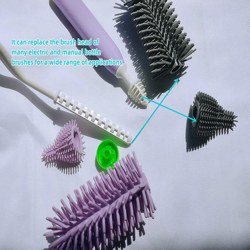 2 Pack Baby Bottle Cleaner Replacement Heads, for Bottle Brush and Nipple Brush, Compatible with Electric Bottle Brush Set, Travel Bottle Brush Se...