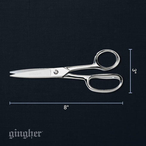 Gingher Utility Shears with Protective Sheath - 8" Stainless Steel Fabric Scissors - Blunt-Tip Knife Edge Fabric Shears - Silver...