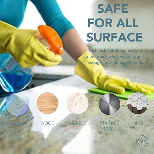 Irida Naturals Swedish DishCloths - Super Absorbent Biodegradable Sponge Wipes for Kitchen, Durable & Lint-Free, Reusable and Washable Cleaning Wi...