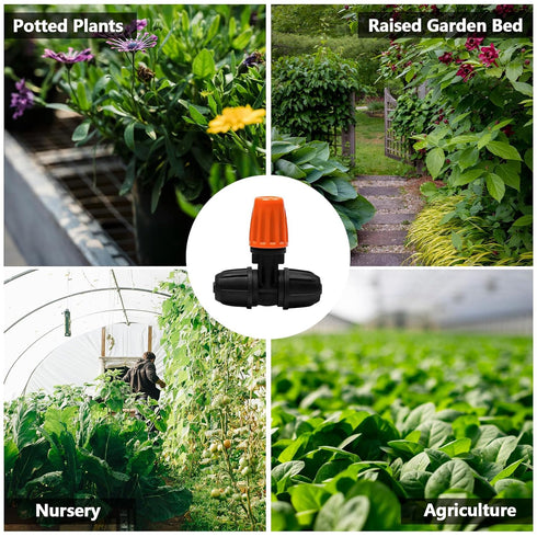 24 Pcs Upgraded Micro Spray Irrigation Drippers for 1/4" Drip Tubing, Adjustable Three-Way Atomizing Nozzle Irrigation Emitters Tee Misting Drippe...