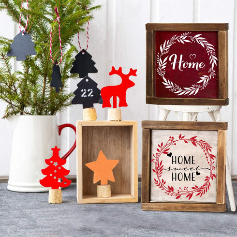 GSS Designs Laurel Wreath Stencil (2 Pack) - Reusable Leaf Template Stencils (12x12 Inch) for Painting on Wood - DIY Plant Outdoor Wood Sign Home ...