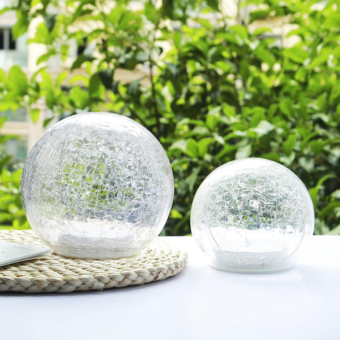 Crackle Globe LED Lamp Battery Operated, Lighted Glass Orb for Festival Christmas Decoration, Gold Mercury Glass Ball Light for Living Room Indoor...